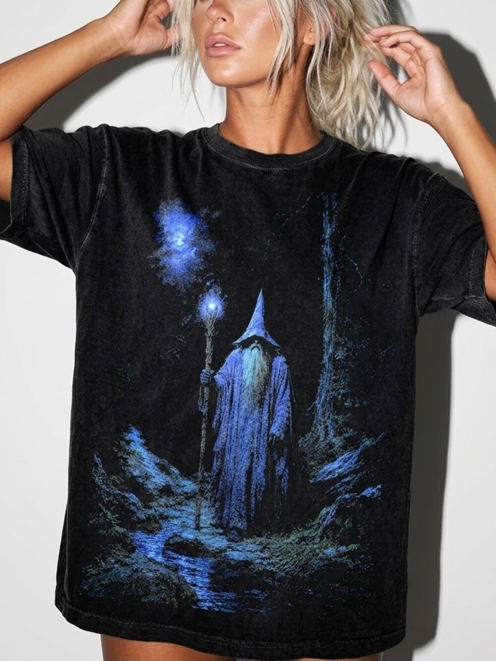 Dark Wizard Medieval Fantasy Graphic Tee, Vintage Sorcerer Shirt